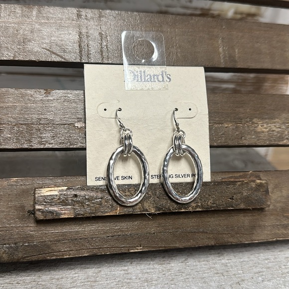 Dillards Sterling silver brand new oval rings drop connecting circle earring - Picture 2 of 5